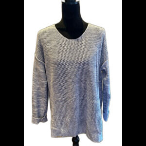 Lane Bryant Sweater Sz  14 / 16 Blue Open Weave  Rounded  Neck  Raglan Sleeve